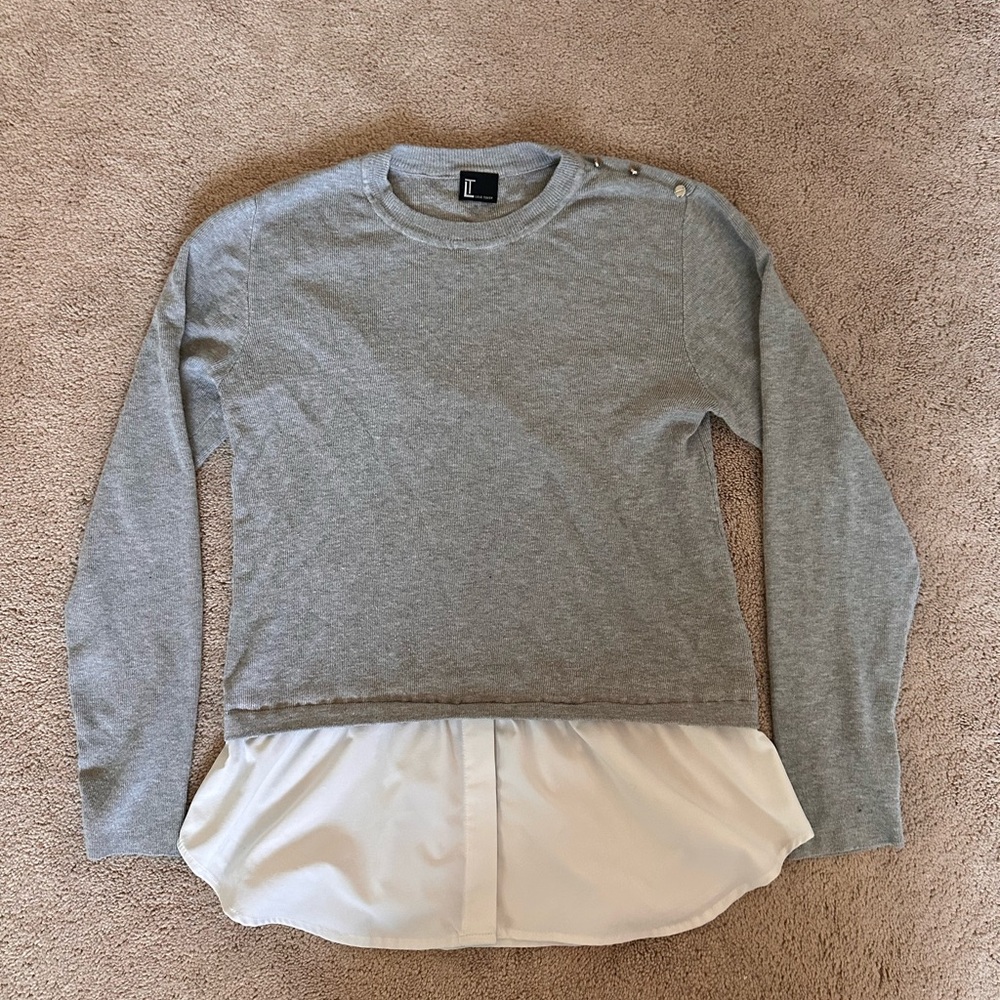 Love Token Gray and White Layered Sweater